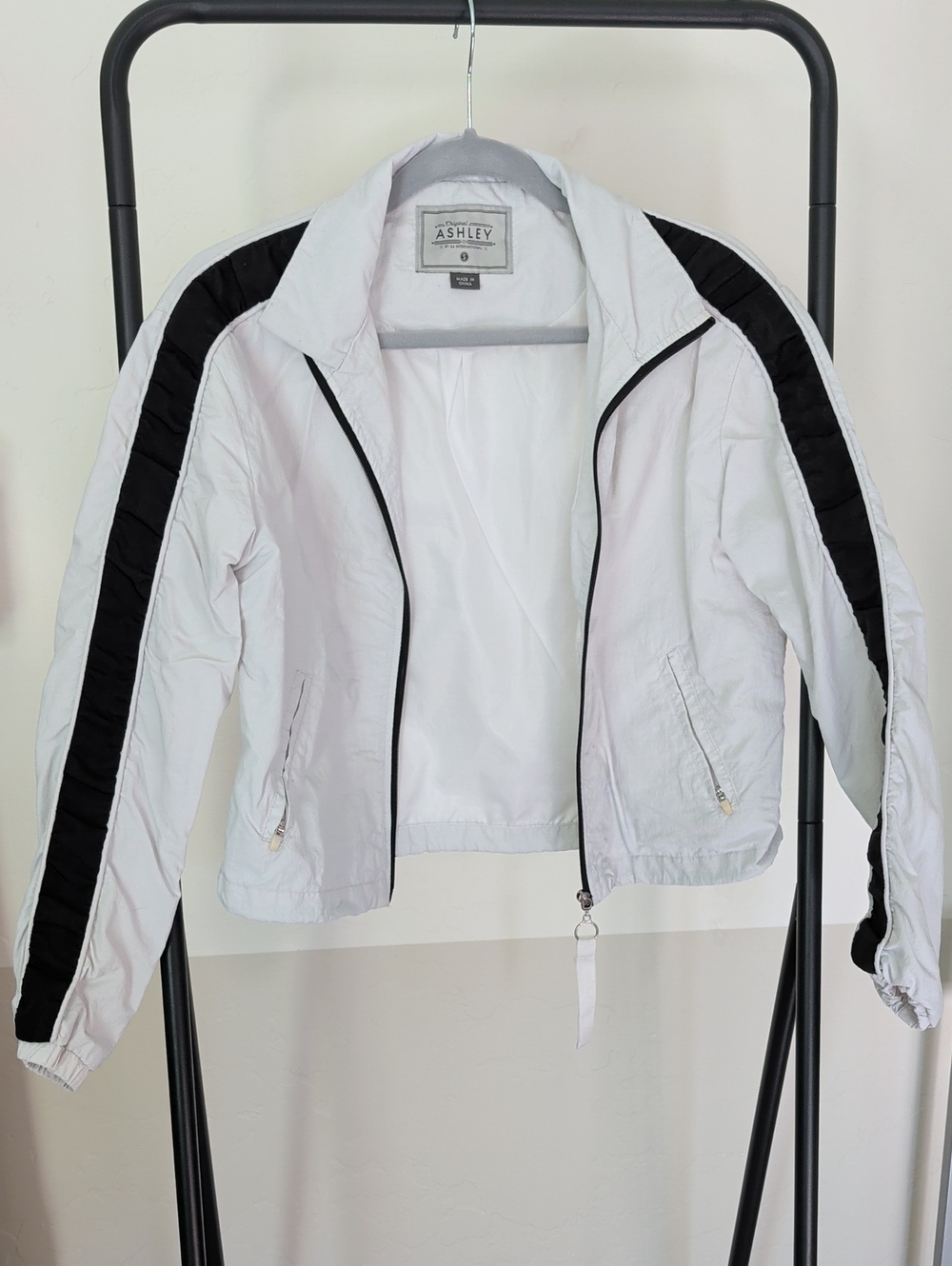 Ashley By 26 International White Jacket with Black Stripe Accents